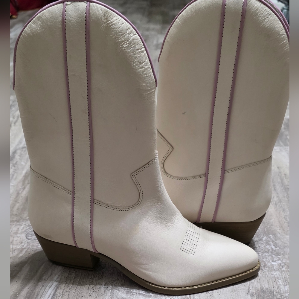 Free People Bordeline Western Cowboy Boots Stacked Heel Size 7.5 - Picture 14 of 14